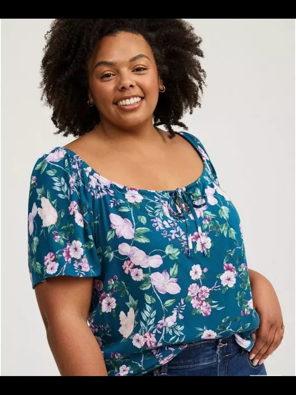 Torrid Floral Peasant Blouse Size 2 NWT